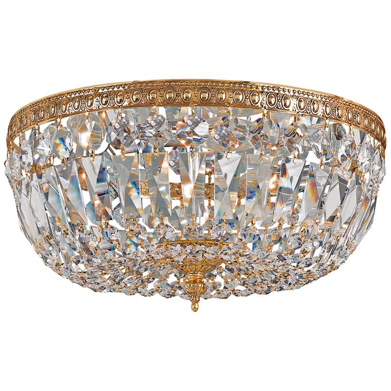 Crystorama Big Basket Crystal 12 inchW Brass Ceiling Light