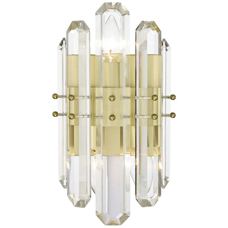 Image 1 Crystorama Bolton 13 1/2 inchH Aged Brass Crystal Wall Sconce