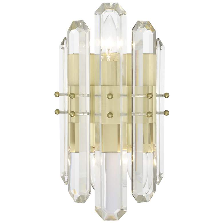 Image 1 Crystorama Bolton 13 1/2"H Aged Brass Crystal Wall Sconce
