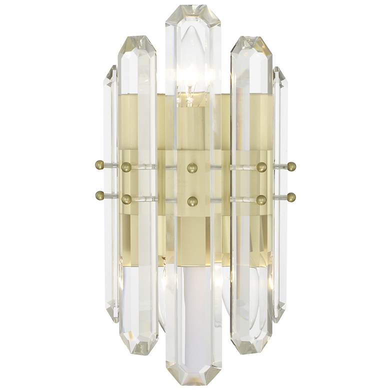 Image 1 Crystorama Bolton 13 1/2 inchH Aged Brass Crystal Wall Sconce