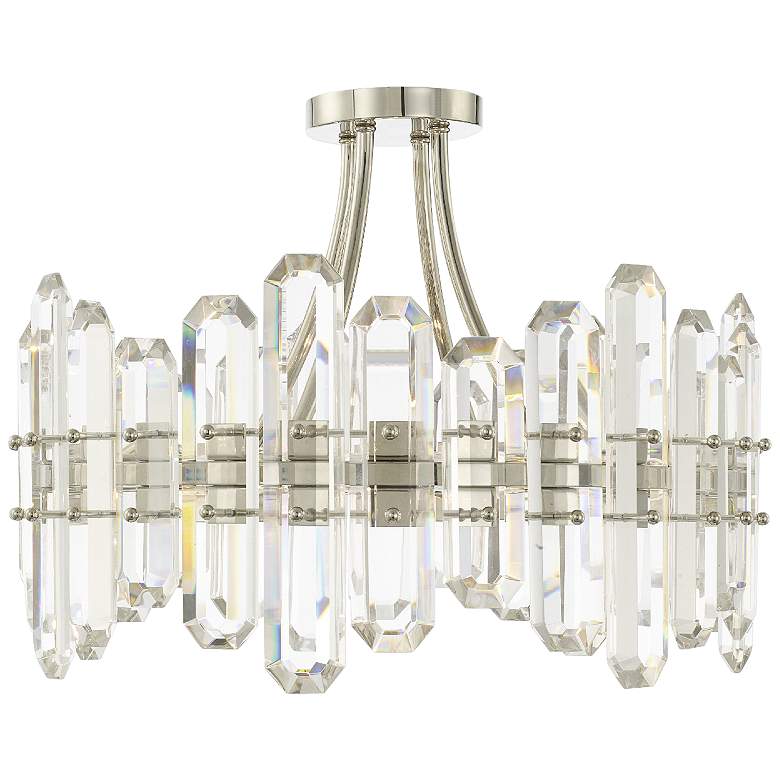 Image 1 Crystorama Bolton 20.8 inch Wide 4-Light Nickel and Crystal Ceiling Light