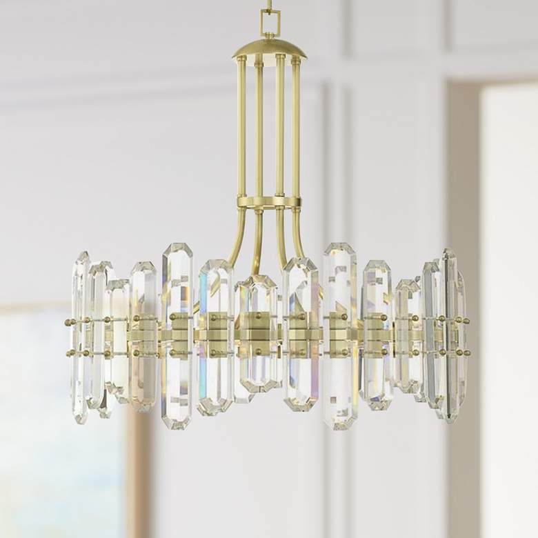 Image 1 Crystorama Bolton 24 3/4"W Aged Brass and Crystal Chandelier