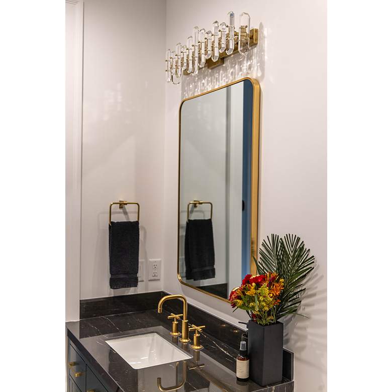 Image 5 Crystorama Bolton 26" Wide Aged Brass Crystal Bath Light more views