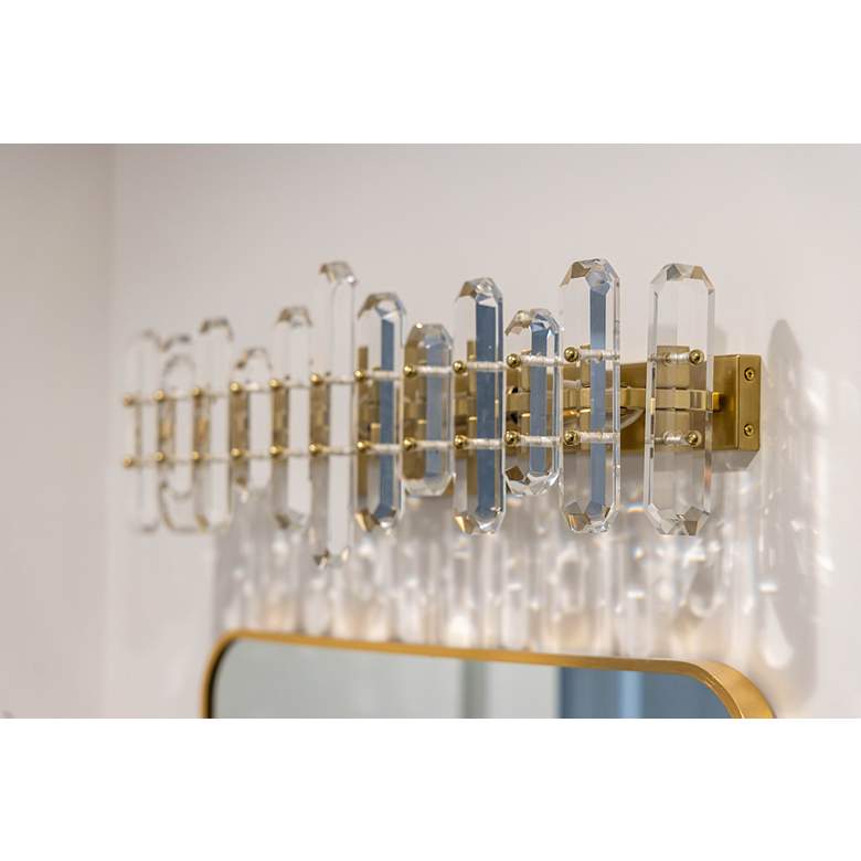 Image 6 Crystorama Bolton 26" Wide Aged Brass Crystal Bath Light more views