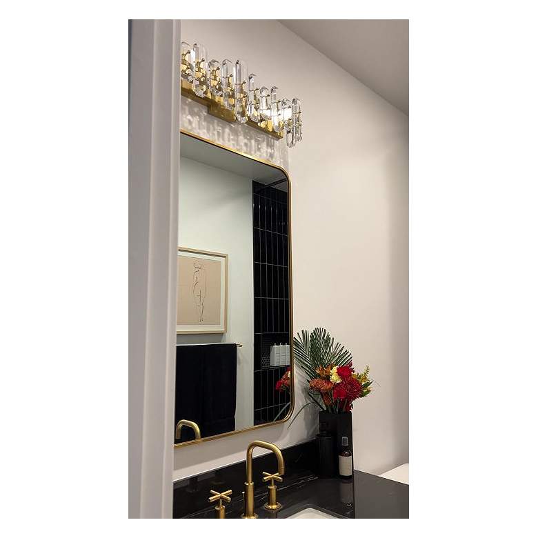 Image 7 Crystorama Bolton 26" Wide Aged Brass Crystal Bath Light more views