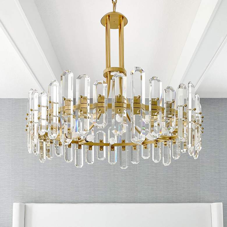Image 1 Crystorama Bolton 31"W Aged Brass 12-Light Crystal Chandelier