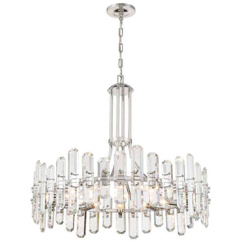 Image 1 Crystorama Bolton 31 inchW Polished Nickel 12-Light Crystal Chandelier