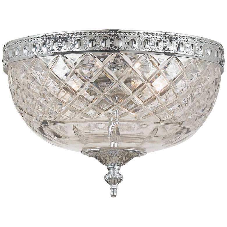 Image 1 Crystorama Bowl Lead Crystal 10 inchW Chrome Ceiling Light