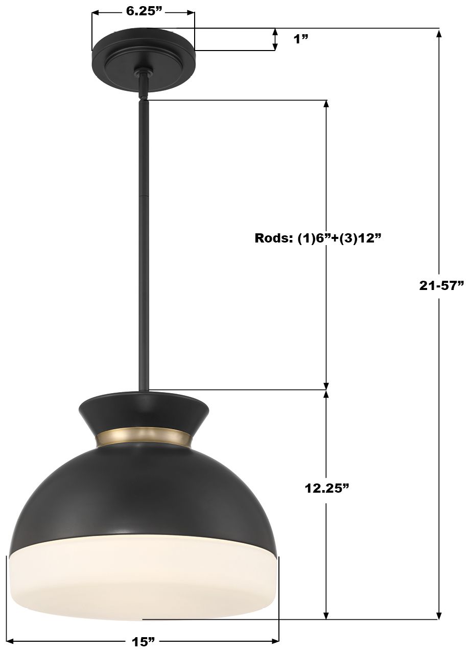 Image 7 Crystorama BPF Gidget 15'' Matte Black + Vibrant Gold Pendant more views