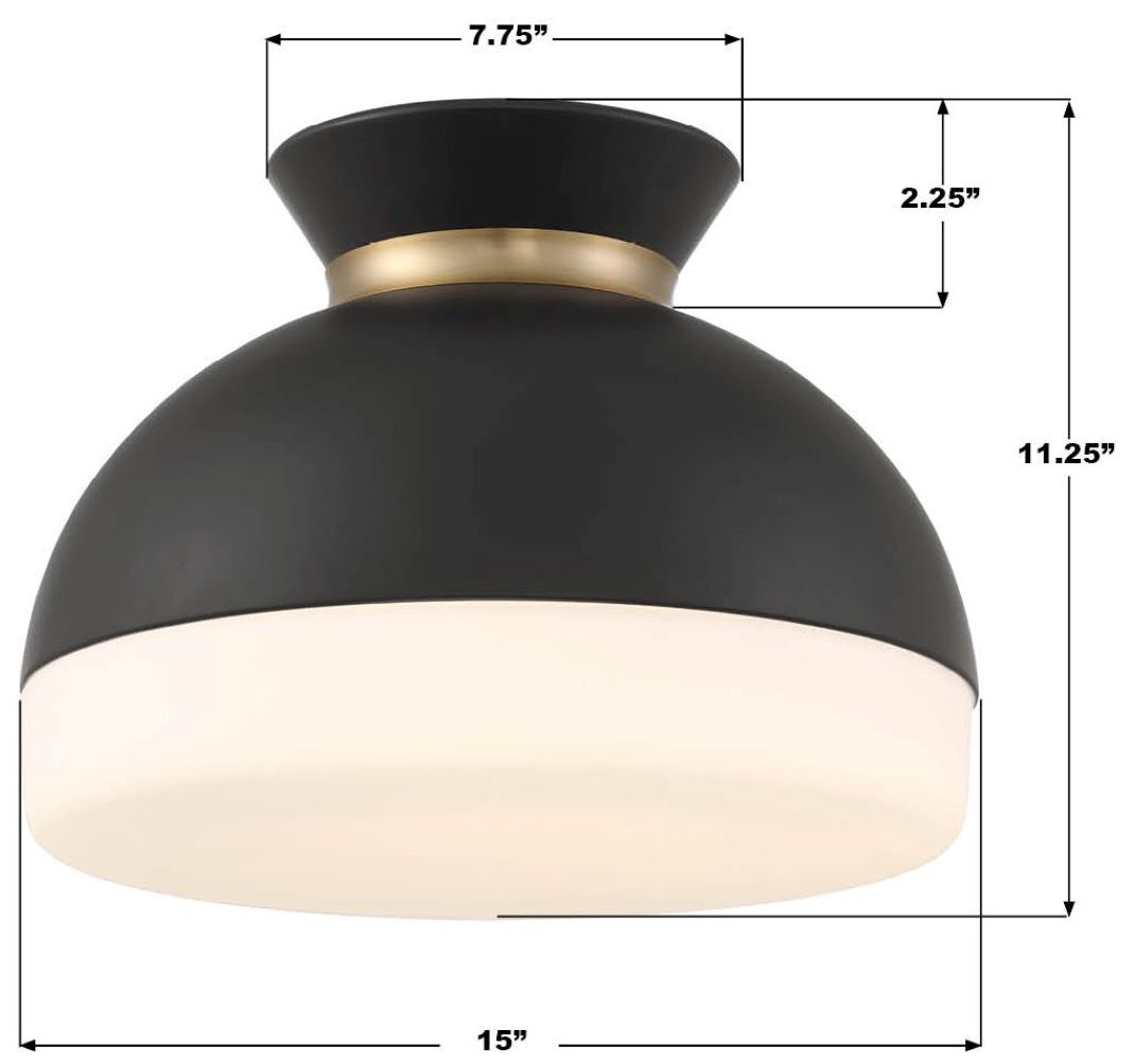 Crystorama BpPFGidget 15'' Matte Black/Vibrant Gold Flush