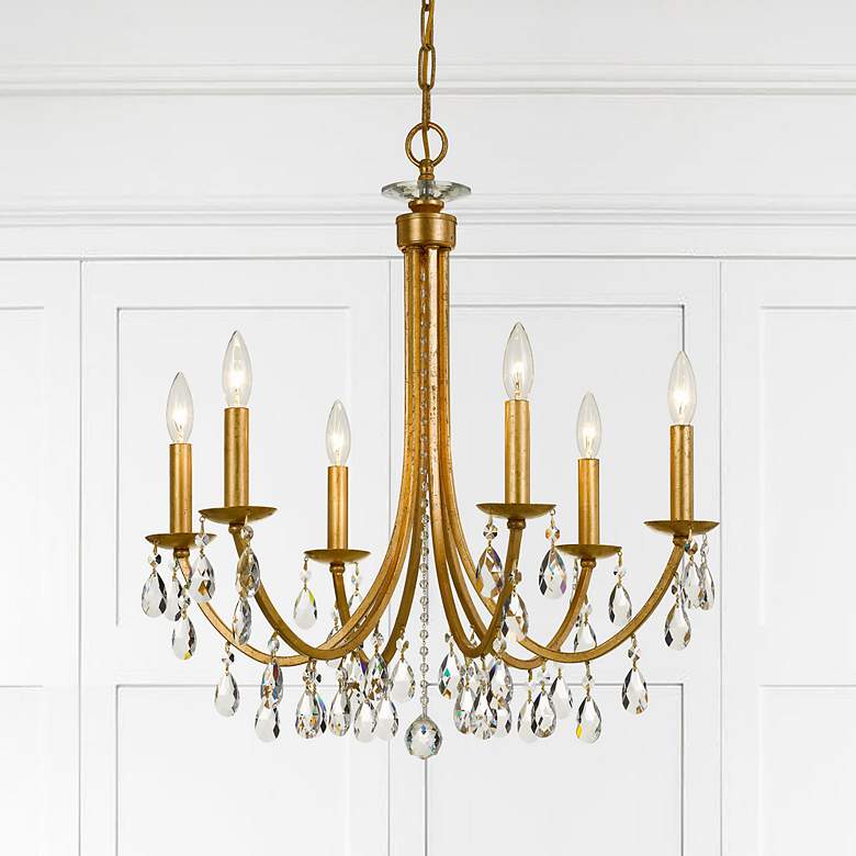 Image 1 Crystorama Bridgehampton 26"W Antique Gold 6-Light Crystal Chandelier