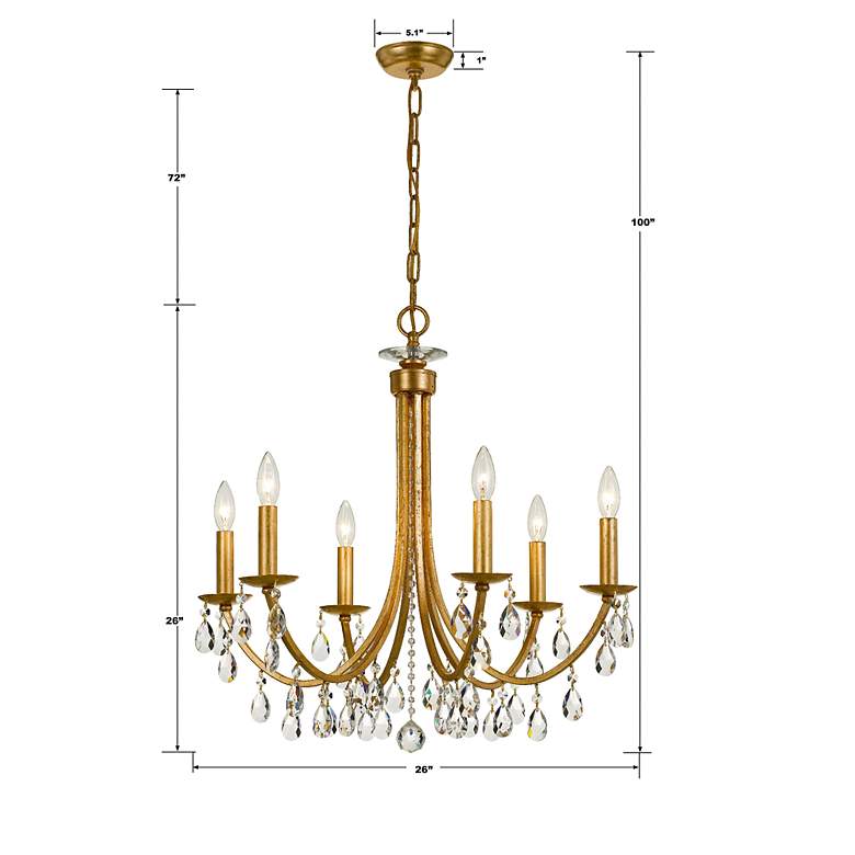 Image 6 Crystorama Bridgehampton 26"W Antique Gold 6-Light Crystal Chandelier more views