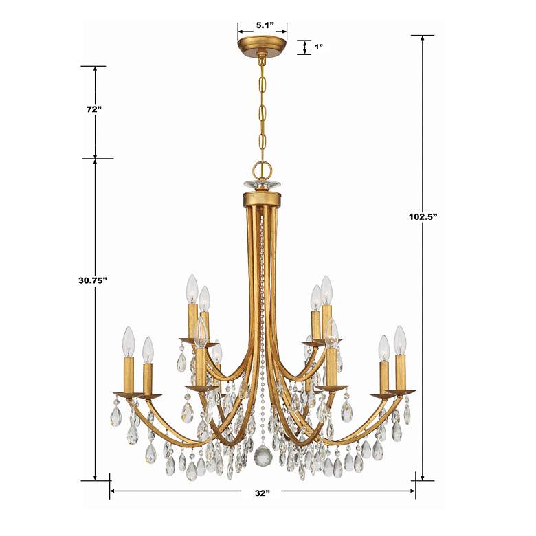 Image 7 Crystorama Bridgehampton 32" Wide Gold 12-Light Chandelier more views