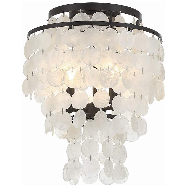 Image 2 Crystorama Brielle 13" Wide Bronze Capiz Shell Ceiling Light