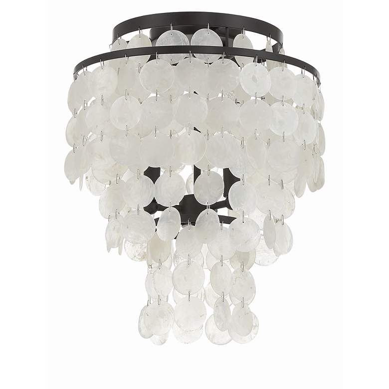 Image 3 Crystorama Brielle 13" Wide Bronze Capiz Shell Ceiling Light more views