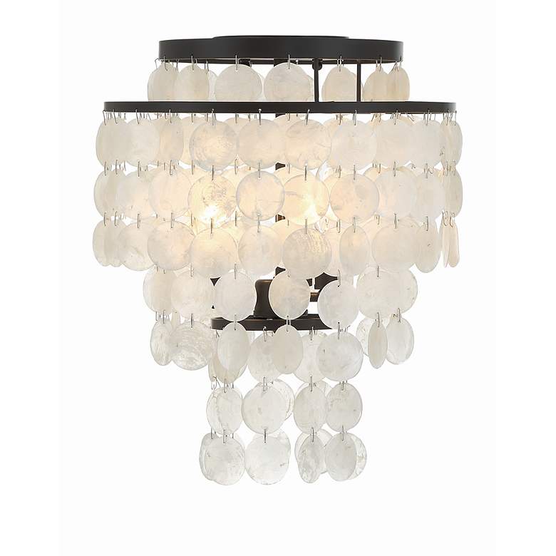 Image 4 Crystorama Brielle 13" Wide Bronze Capiz Shell Ceiling Light more views