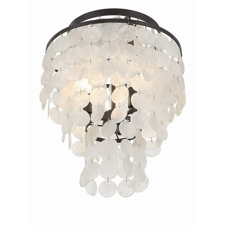 Image 5 Crystorama Brielle 13" Wide Bronze Capiz Shell Ceiling Light more views