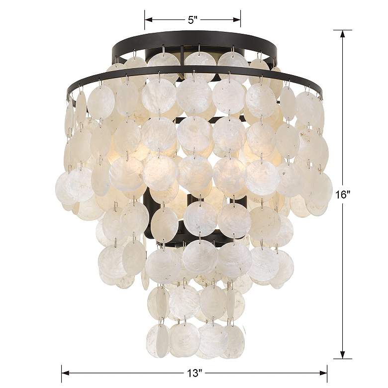 Image 7 Crystorama Brielle 13" Wide Bronze Capiz Shell Ceiling Light more views