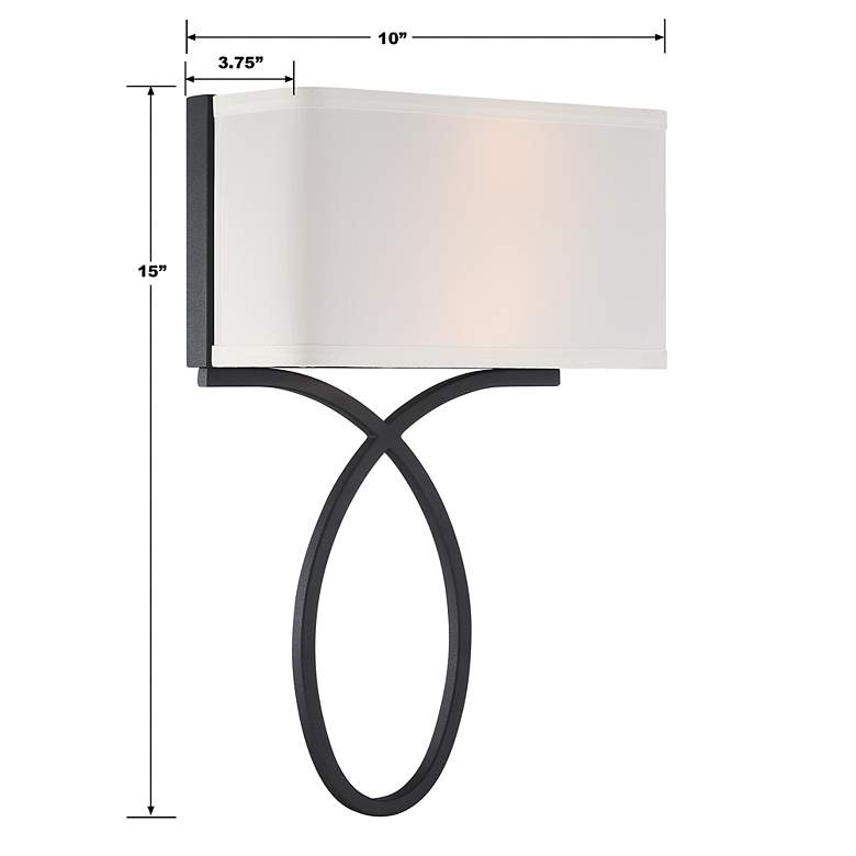Image 6 Crystorama Brinkley 15" High Black Forged 2-Light Wall Sconce more views