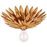 1_Crystorama Broche 11" Wide Antique Gold Deco Feather Ceiling Light