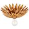 Crystorama Broche 11" Wide Antique Gold Deco Feather Ceiling Light