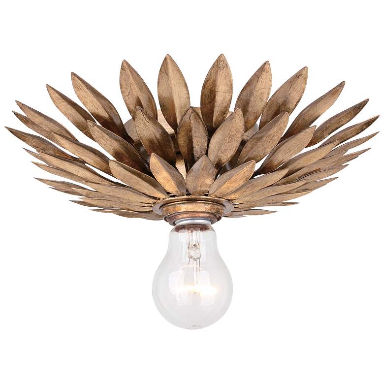 Image 1 Crystorama Broche 11 inch Wide Leaves Antique Gold Ceiling Light