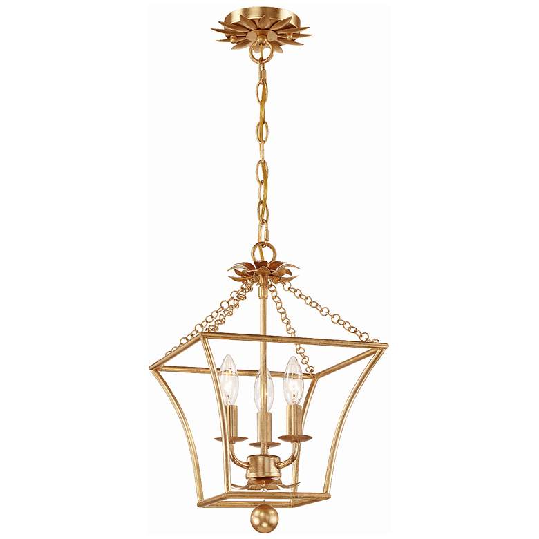 Image 2 Crystorama Broche 11"W Antique Gold 3-Light Mini-Chandelier