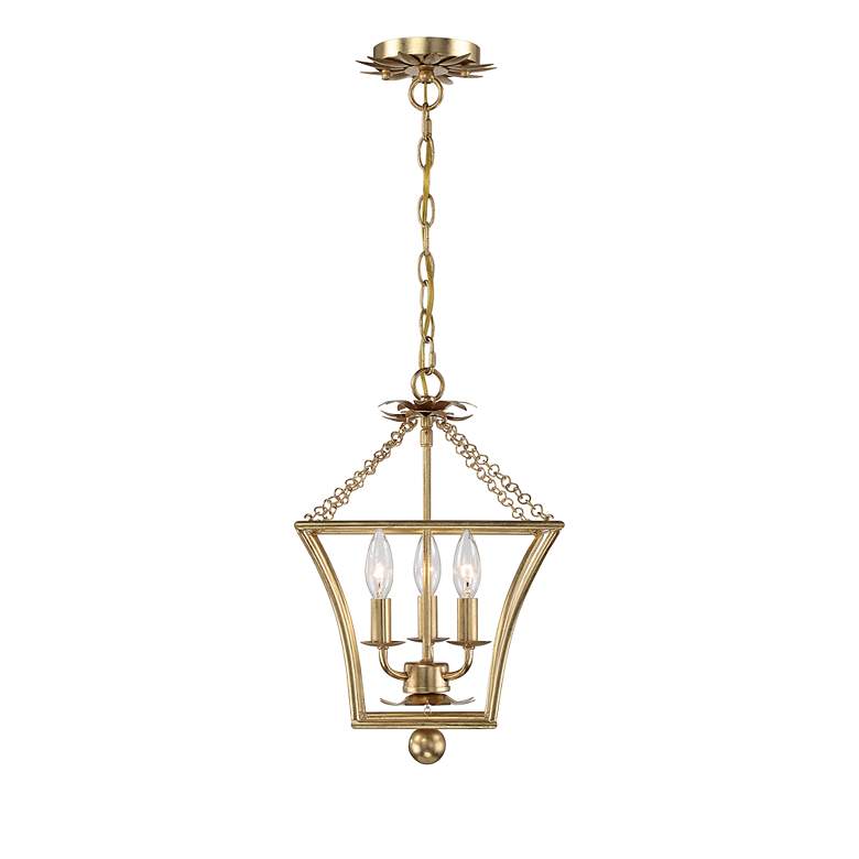 Image 5 Crystorama Broche 11"W Antique Gold 3-Light Mini-Chandelier more views
