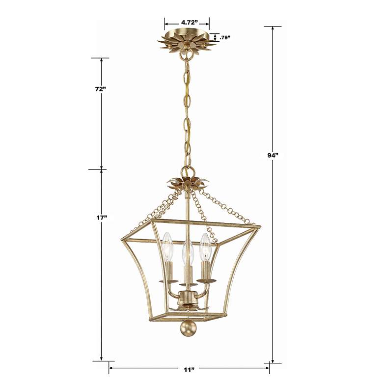 Image 6 Crystorama Broche 11"W Antique Gold 3-Light Mini-Chandelier more views