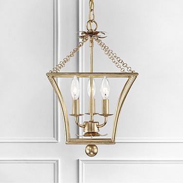 Crystorama Broche 11"W Antique Gold 3-Light Mini-Chandelier