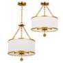 Crystorama Broche 14" Wide Antique Gold Drum Ceiling Light