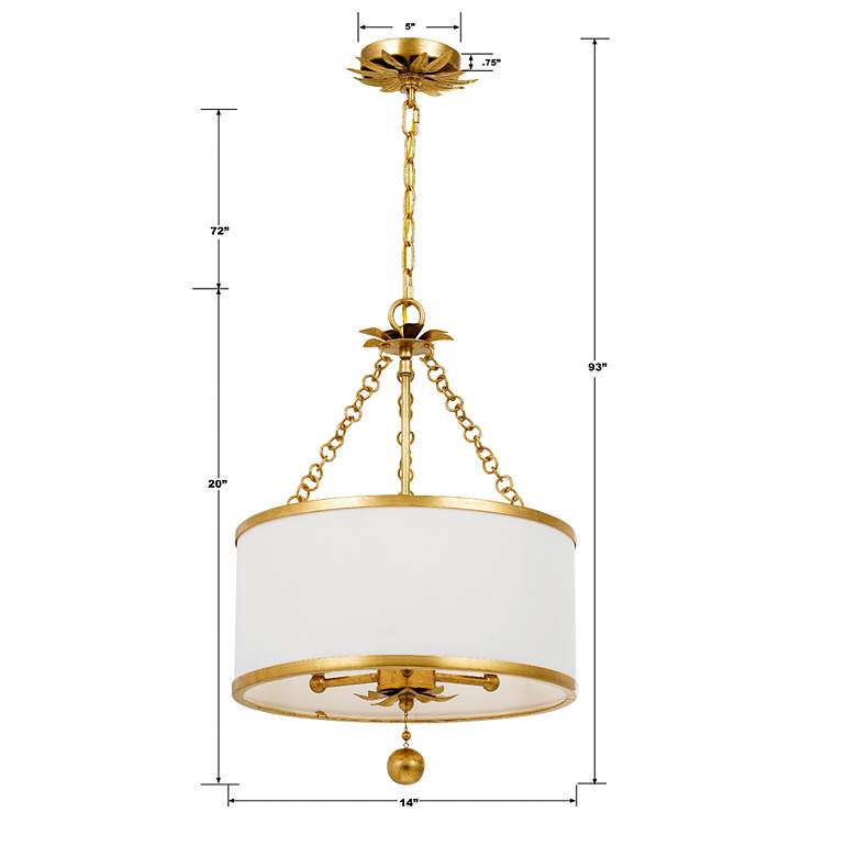 Image 7 Crystorama Broche 14" Wide Antique Gold Drum Ceiling Light more views