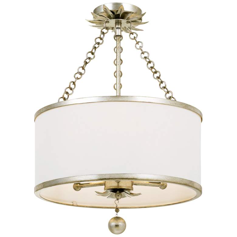 Crystorama Broche 14&quot; Wide Antique Silver Drum Ceiling Light