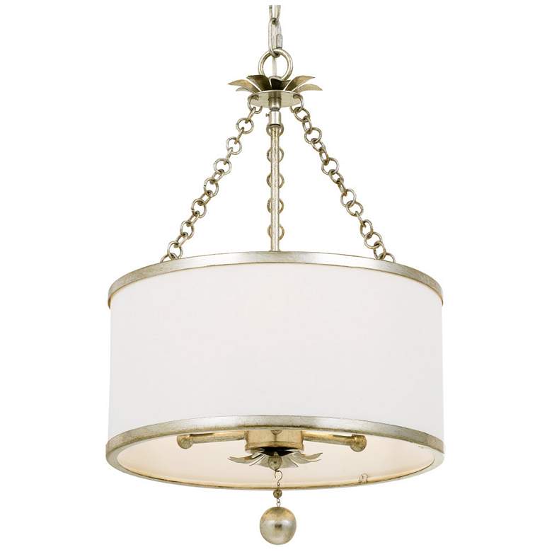 Image 2 Crystorama Broche 14" Wide Antique Silver Drum Ceiling Light