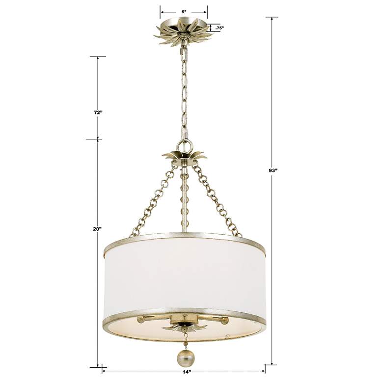 Image 5 Crystorama Broche 14" Wide Antique Silver Drum Ceiling Light more views