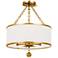 Crystorama Broche 14" Wide Classic Antique Gold 3-Light Ceiling Light