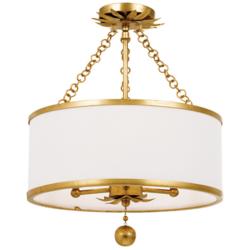 Crystorama Broche 14" Wide Classic Antique Gold 3-Light Ceiling Light