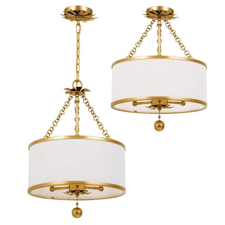 Image 3 Crystorama Broche 14"W Antique Gold 3-Light Ceiling Light more views