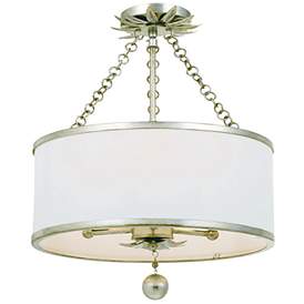 Image1 of Crystorama Broche 14"W Antique Silver 3-Light Ceiling Light