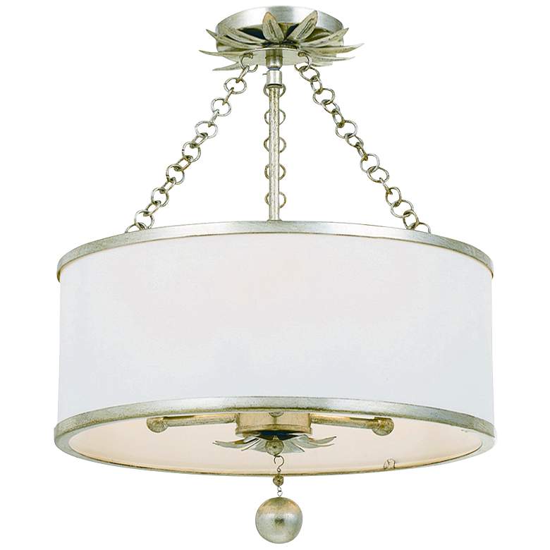 Image 1 Crystorama Broche 14 inchW Antique Silver 3-Light Ceiling Light