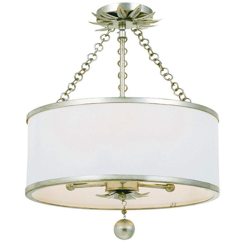 Image 1 Crystorama Broche 14"W Antique Silver 3-Light Ceiling Light