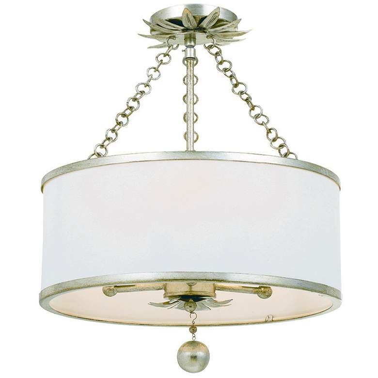 Image 1 Crystorama Broche 14 inchW Antique Silver 3-Light Ceiling Light