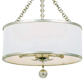 Image2 of Crystorama Broche 14"W Antique Silver 3-Light Ceiling Light more views