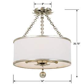 Image4 of Crystorama Broche 14"W Antique Silver 3-Light Ceiling Light more views
