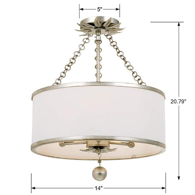 Image 4 Crystorama Broche 14"W Antique Silver 3-Light Ceiling Light more views