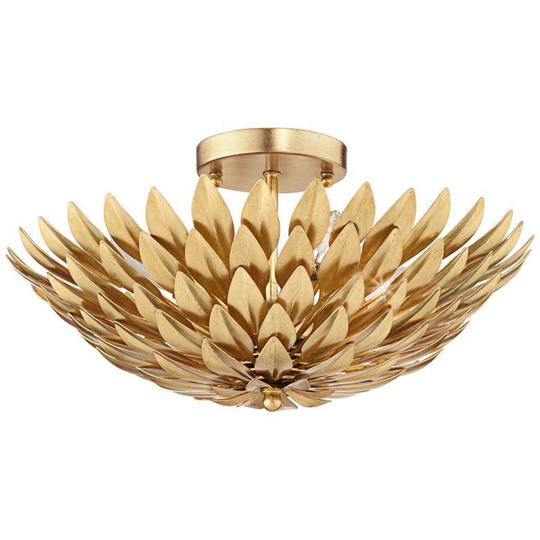 Crystorama Broche 16 inch Wide Antique Gold Ceiling Light
