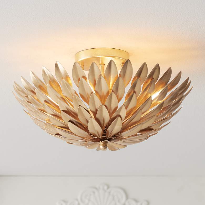 Crystorama Broche 16&quot; Wide Antique Gold Ceiling Light