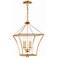 Crystorama Broche 16" Wide Antique Gold Steel 4-Light Taper Pendant
