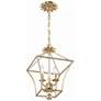 3_Crystorama Broche 16" Wide Antique Gold Steel 4-Light Taper Pendant more views