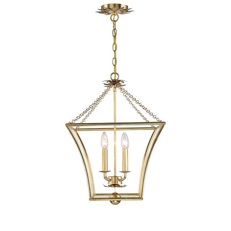 Image 5 Crystorama Broche 16" Wide Antique Gold Steel 4-Light Taper Pendant more views